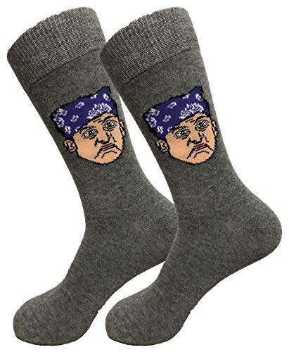 Balanced Co. Prison Mike Dress Socks Michael Scott Funny Socks Crazy Socks Casual Cotton Crew Socks (Gray)