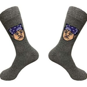 Balanced Co. Prison Mike Dress Socks Michael Scott Funny Socks Crazy Socks Casual Cotton Crew Socks (Gray)