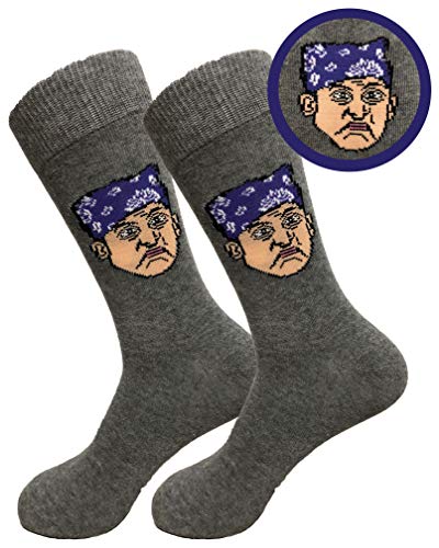 Balanced Co. Prison Mike Dress Socks Michael Scott Funny Socks Crazy Socks Casual Cotton Crew Socks (Gray)