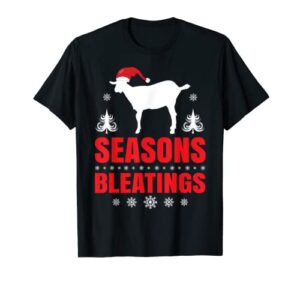 seasons bleatings goat lover gift funny christmas goat pun t-shirt