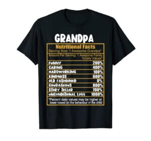 grandpa nutritional facts funny grandpa fathers day t-shirt