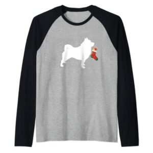 Schipperke Christmas Stocking Stuffer Dog Raglan Baseball Tee