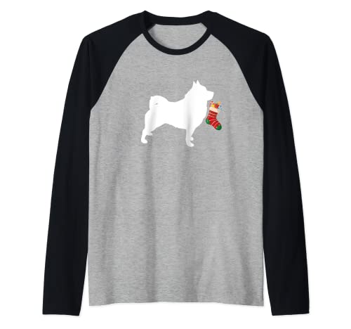 Schipperke Christmas Stocking Stuffer Dog Raglan Baseball Tee