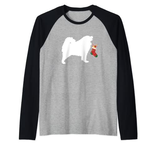 Samoyed Christmas Stocking Stuffer Dog Raglan Baseball Tee