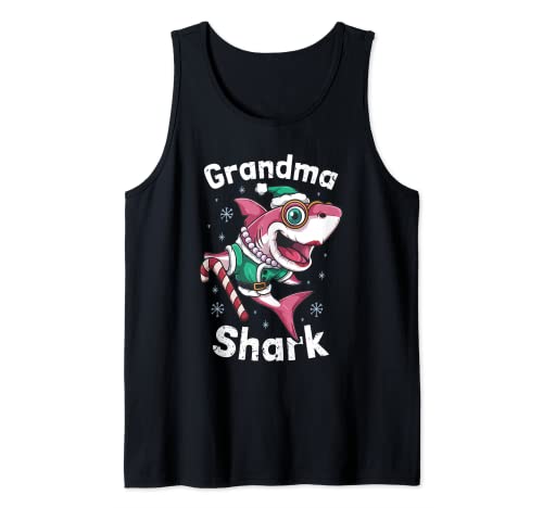 Matching Grandma Shark Christmas Stocking Stuffer Gift Tank Top