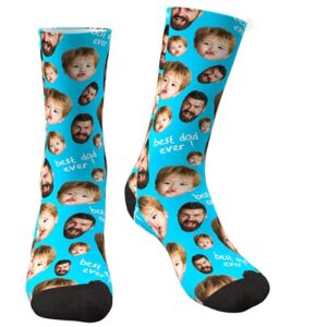 omg socks custom face socks multiple faces, your photo picture on socks for men women dad father’s day birthday smoky blue
