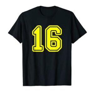 Jersey #16 Yellow Sports Team Jersey Number 16 T-Shirt