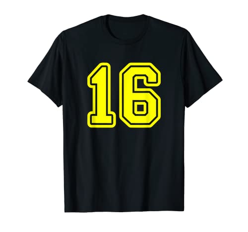 Jersey #16 Yellow Sports Team Jersey Number 16 T-Shirt