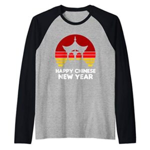 Happy Chinese New Year - 2021 Year of the Ox Chinese Temple Raglan Baseball Tee