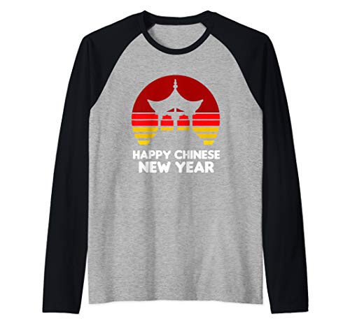 Happy Chinese New Year - 2021 Year of the Ox Chinese Temple Raglan Baseball Tee