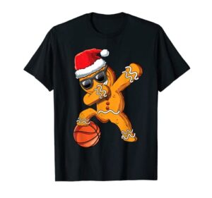 christmas dabbing gingerbread man dab cool basketball gift t-shirt