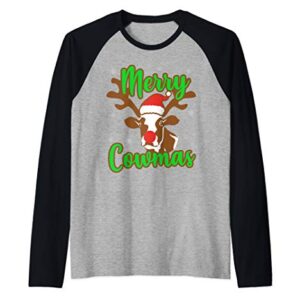 Cow Lovers Ugly Christmas Funny Gift Stocking Stuffer Mom Raglan Baseball Tee