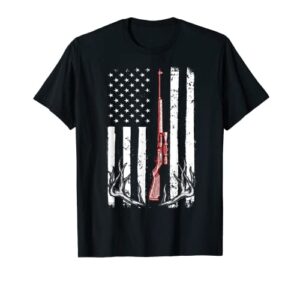 deer hunting vintage american flag patriotic usa hunter t-shirt