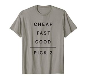 cheap fast good pick two | advertising freelance design t-shirt