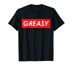 greasy red box logo greasy meme t-shirt