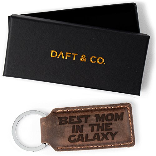 Daft & Co. Best MOM In The Galaxy Leather Keychain & Gift Box Mom (Brown R)