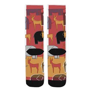 Women's & Men's Socks With Elephant Africa Gazelle Animal Retro Pattern on Them Cool Novelty Design For Work, Gym, Fitness, Sports, Traveling, Playing