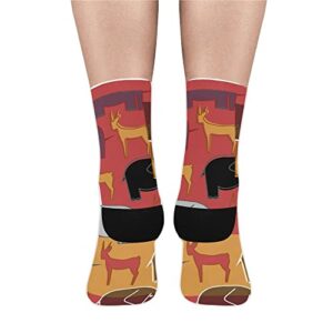 Women's & Men's Socks With Elephant Africa Gazelle Animal Retro Pattern on Them Cool Novelty Design For Work, Gym, Fitness, Sports, Traveling, Playing