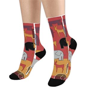 Women's & Men's Socks With Elephant Africa Gazelle Animal Retro Pattern on Them Cool Novelty Design For Work, Gym, Fitness, Sports, Traveling, Playing