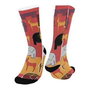 Women's & Men's Socks With Elephant Africa Gazelle Animal Retro Pattern on Them Cool Novelty Design For Work, Gym, Fitness, Sports, Traveling, Playing