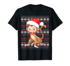 funny monkey matching family group ugly christmas pajama t-shirt