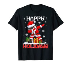 dabbing black happy holidays african american santa claus t-shirt