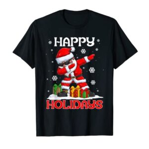 Dabbing Black Happy Holidays African American Santa Claus T-Shirt