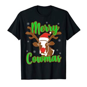 Cow Lovers Ugly Christmas Funny Gift Stocking Stuffer Mom T-Shirt