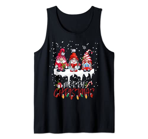 Cute Gnomes Merry Christmas Light Family Gnome Xmas Matching Tank Top