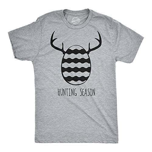 Mens Easter Egg Hunting Season Hunt Funny Deer Bunny Gift for Adult T Shirt (Light Heather Grey) - XL