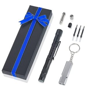 Multitool Tactical Compass Pen Screwdriver Opener with Flashlight,Emergency Whistle Writing Ballpoint Pen and More,Stocking Stuffers for Men, Christmas Gifts for Men Dad,Including Gift Box and bowknot