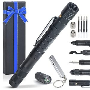 multitool tactical compass pen screwdriver opener with flashlight,emergency whistle writing ballpoint pen and more,stocking stuffers for men, christmas gifts for men dad,including gift box and bowknot