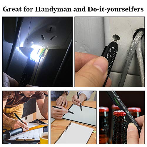 ATDIAG Cool Gadgets Stocking Stuffers for Men Dad Him Christmas Birthday Gifts Who Have Everything, 2Pcs Multi-tool Pens Metal Set for Men, 9 in 1 Aluminum Multi Tool Pen Ruler Light