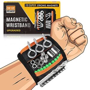 magnetic wristband – cool gadgets gifts for men dad him boyfriend husband – tool belts with 15 strong magnets for holding screws nails wrenches drill bits