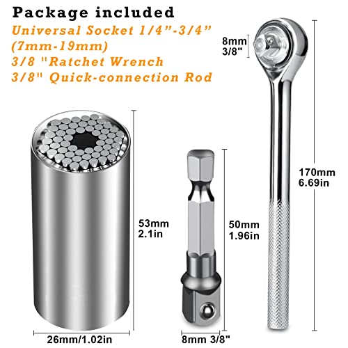 Gifts for Men,Stocking Stuffers for Men Mens Gifts for Christmas Mens Stocking Stuffers Universal Socket Tool - Super Socket Universal Socket Men Stocking Stuffers for Christmas Socket Wrench Set