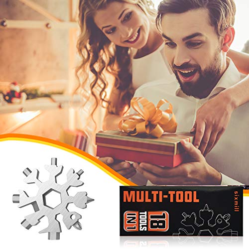 Stocking Stuffers for Men, 18 in 1 Snowflake Multitool, 2 Pack Christmas Men Dad Gifts, Cool Gadgets Hand Multi Tool Outdoors Camping Portable Bottle Opener Flat Screwdriver Kit Wrench