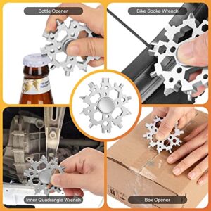 Gifts for Men Dad Boyfriend Him, MAFEHAN 23 in 1 Snowflake Multitool with Fidget Spinners, Cool Gadgets As Birthday Fathers Day Valentine's Gifts, Christmas Gifts Stocking Stuffers for Men(Silver)