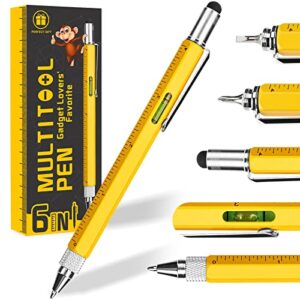 valentines day gifts for him men – multitool pen with stylus, ruler, level, screwdriver cool gadgets for men – husband boyfriend mens valentine’s day fathers day birthday gifts – yellow
