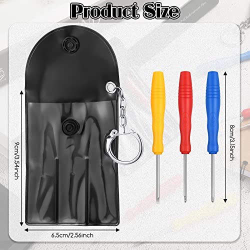 12 Pcs Small Screwdriver Set Keychain Each Set Includes 3 Mini Slotted Screwdrivers Red Blue Yellow in a Portable Pouch with Snap Toys Repair Kit Cool Gadgets Tool for Boys and Men