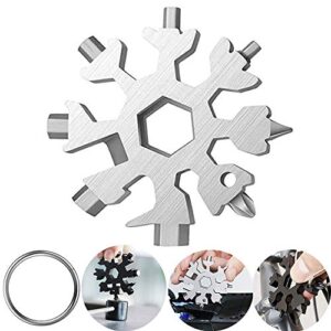 18-in-1 snowflake multitool, stainless steel snowflake tool bottle opener, snowflake multi tool cool gadgets stocking stuffers for men, christmas gifts for men, dads, husbands.(silver)