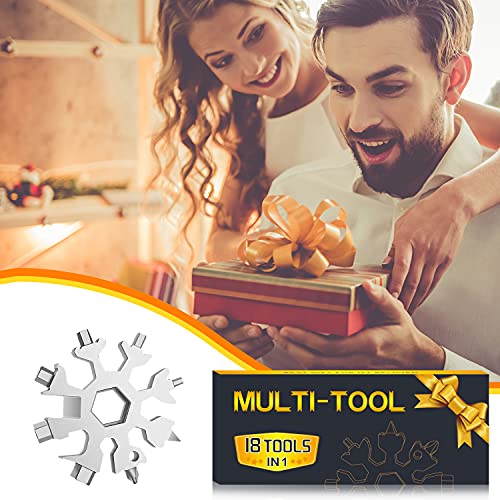 Stocking Stuffers for Men, 18 in 1 Snowflake Multitool, 2 Pack Christmas Men Dad Gifts, Cool Gadgets Hand Multi Tool Outdoors Camping Portable Bottle Opener Flat Screwdriver Kit Wrench