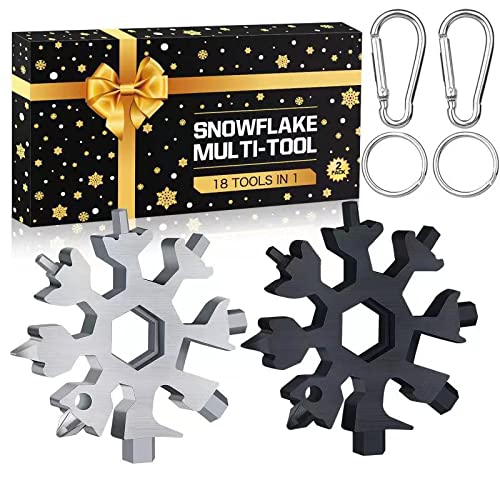 Stocking Stuffers Christmas Gifts for Men - 18-in-1 Snowflake Multitool - Cool Gadgets Mens Gifts for Dad Boyfriend Husband Him - Bottle Opener/Flat Phillips Screwdriver/Wrench for Camping, Repairing