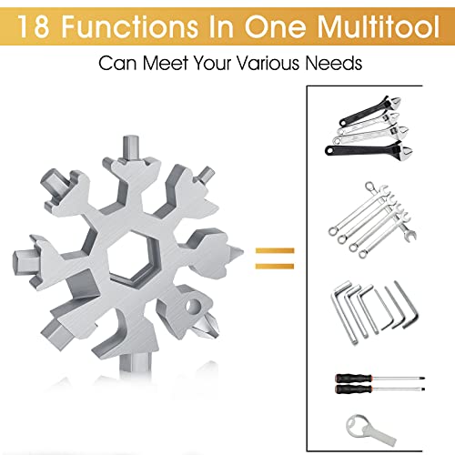 Stocking Stuffers Christmas Gifts for Men - 18-in-1 Snowflake Multitool - Cool Gadgets Mens Gifts for Dad Boyfriend Husband Him - Bottle Opener/Flat Phillips Screwdriver/Wrench for Camping, Repairing