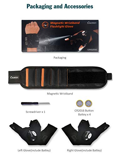 Gifts for Men/Dad, Cool Gadgets for Men, Calmsen Magnetic Wristband with LED Flashlight Gloves, Stocking Stuffers for Men, tool for Husband/Boyfriend/Grandpa on Christmas Day , Father Day，Birthday