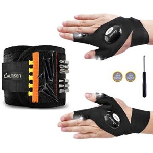 gifts for men/dad, cool gadgets for men, calmsen magnetic wristband with led flashlight gloves, stocking stuffers for men, tool for husband/boyfriend/grandpa on christmas day , father day，birthday