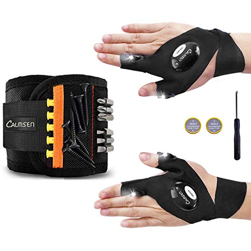 Gifts for Men/Dad, Cool Gadgets for Men, Calmsen Magnetic Wristband with LED Flashlight Gloves, Stocking Stuffers for Men, tool for Husband/Boyfriend/Grandpa on Christmas Day , Father Day，Birthday