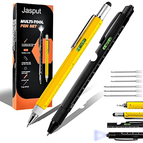 Gift Tool Pen,2 Pack Multitool Pen with Ballpoint Pen,Ruler,Stylus,Level,Screwdriver,Personalized Pen Tool Gadget Pen Gift for Men Stocking Stuffers Dad Gifts,Christmas,Birthday,Kid,Teacher