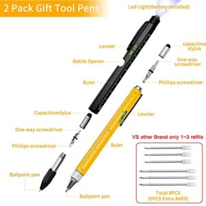 Gift Tool Pen,2 Pack Multitool Pen with Ballpoint Pen,Ruler,Stylus,Level,Screwdriver,Personalized Pen Tool Gadget Pen Gift for Men Stocking Stuffers Dad Gifts,Christmas,Birthday,Kid,Teacher