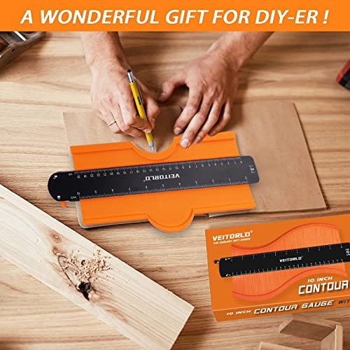 VEITORLD Contour Gauge Profile Tool, Shape Duplicator with Lock, Gifts for Men Dad Husband Him Grandpa Valentines Day Birthday, Stocking Stuffers for Men, Flooring Tools for Woodworking, Construction