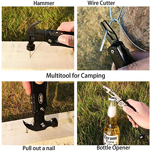 Camping Hammer Multitool Stocking Stuffers for Men Dad, 14 in 1 Mini Hammer Camping Gear Survival Tool for Men, DIY Handyman(hammer)